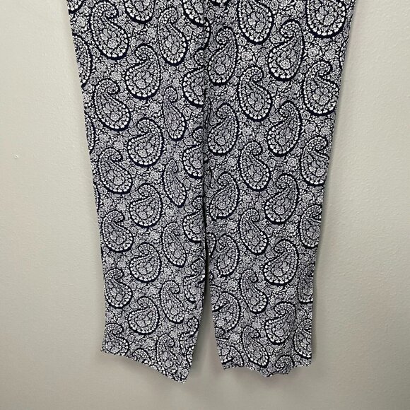Talbots Floral Paisley Pants Womens Plus X Navy Blue Pull On Lightweight - Picture 3 of 9